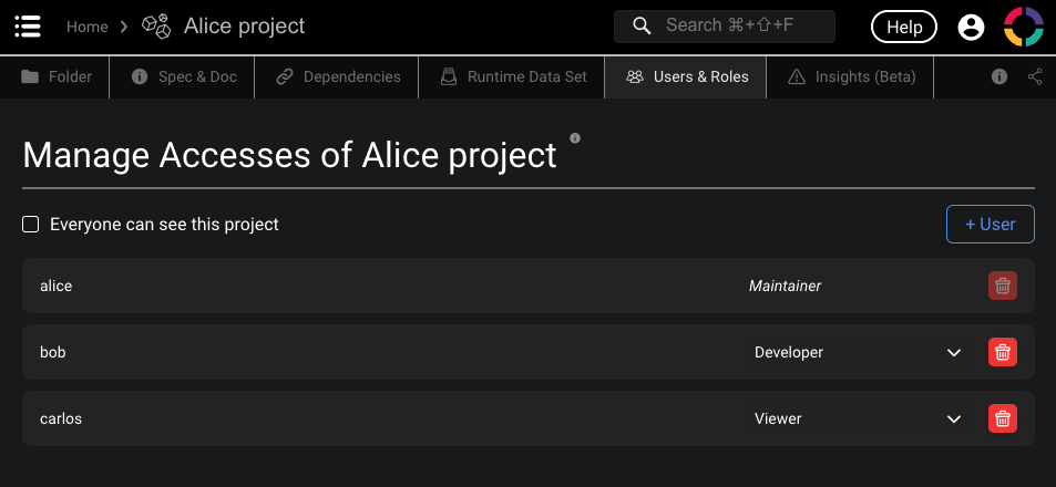 roles and permissions editor